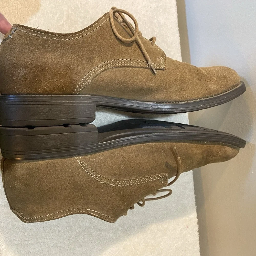 Hush Puppies Shoes Detroit Plain Toe Oxford Brown Suede, Size 11.5 M HPO Flex